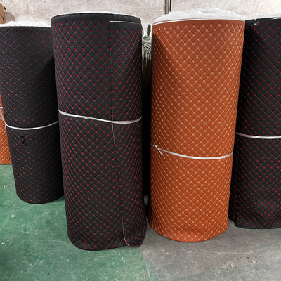 Customize Embroidery Pattern Quilted PVC Leather Car Floor Mat Roll For Car Mat