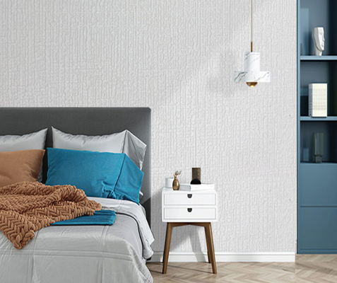 Linen Textured 3D Foam Wallpaper Fire Retardant Wall Covering Roll For Apartment