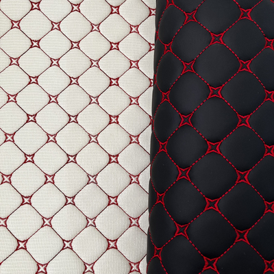 Quilted Embroidery PVC Leather With Foam And Nonwoven Backing For Car Seat Cover