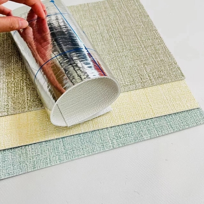 Linen Textured 3D Foam Wallpaper Fire Retardant Wall Covering Roll For Apartment